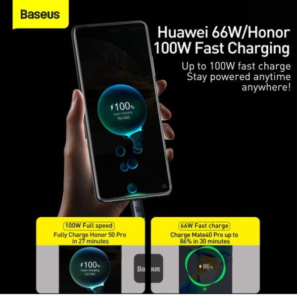 Baseus 1.2m Type-C to Type-C 100W Fast Charging Data Cable – Crystal Shine Series