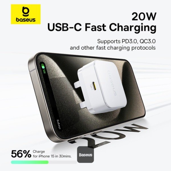 Baseus 20W Palm Fast Charger Type C UK Pin