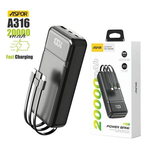 Aspor A316 20000mAh Fast Charging Power Bank