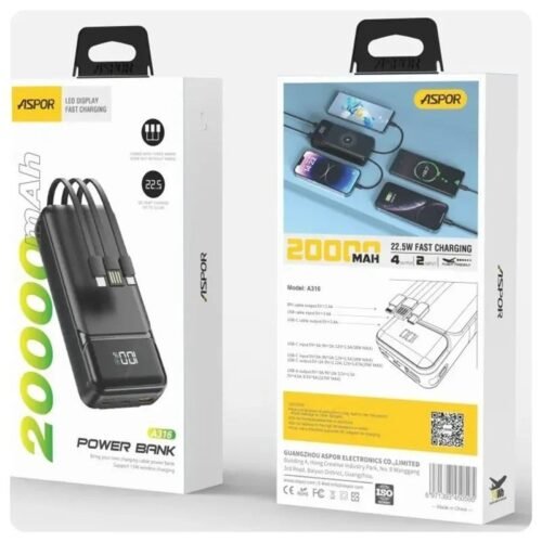Aspor A316 20000mAh Fast Charging Power Bank