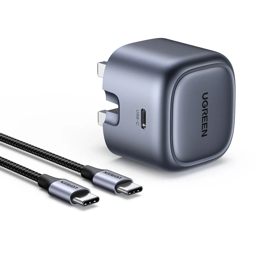 UGREEN 30W USB-C Nexode GaN PD Fast Charger UK (Space Gray) with Type-C to Type-C Cable – CD305 - 25114
