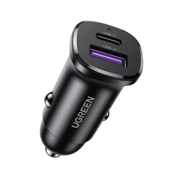 UGREEN 30W Type-C + USB Dual Port Car Charger